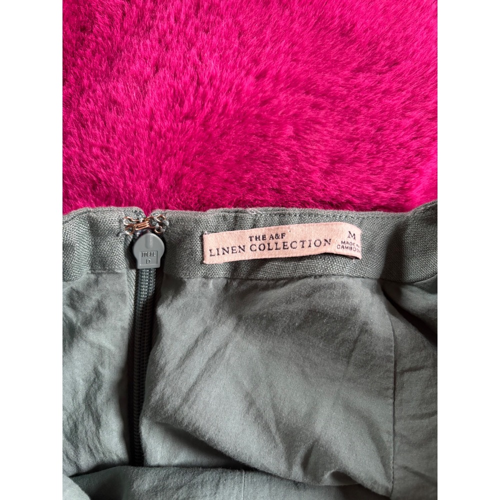 Abercrombie & Fitch Linen Halter Maxi Dress Sage Green High Neck Medium - Picture 7 of 11